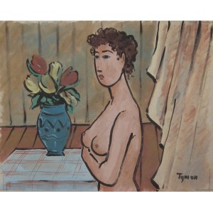 Tymon Niesiołowski(1882-1965),Półakt,lata 50 XX wieku