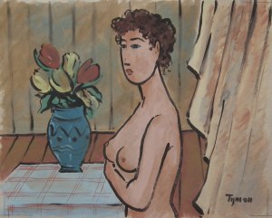 Tymon Niesiołowski(1882-1965),Półakt,lata 50 XX wieku
