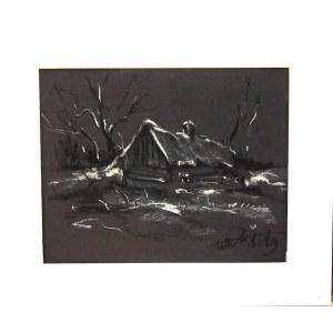 Wiktor Zin (1925 Hrubieszów-2007 Rzeszów),Paesaggio con casetta