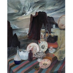 Maria Anto, STILL NATURE WITH BLACK ROCK, 1986