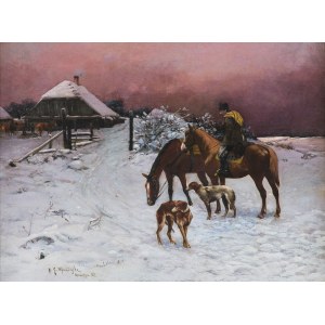 Michał Gorstkin Wywiórski, ŚWIT PRZED POLOWANIEM, ok. 1890
