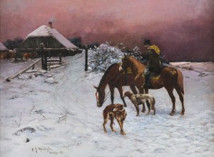 Michał Gorstkin Wywiórski, ŚWIT PRZED POLOWANIEM, ok. 1890