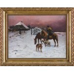 Michał Gorstkin Wywiórski, ŚWIT PRZED POLOWANIEM, ok. 1890