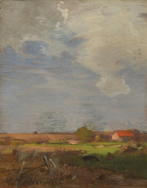 Roman Kochanowski, PEJZAŻ Z CZERWONYM DACHEM, ok. 1900-1910