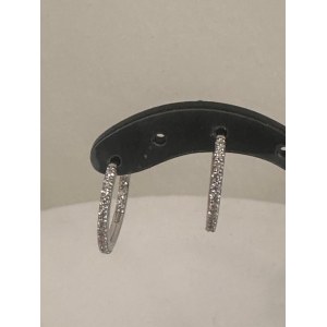 18K GOLD AND DIAMOND HOOP EARRINGS