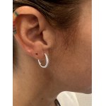 18K GOLD AND DIAMOND HOOP EARRINGS
