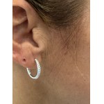 18K GOLD AND DIAMOND HOOP EARRINGS