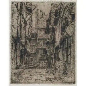 Józef Pankiewicz ( 1866 - 1940 ), RUE DE LA BOUCHERIE W CAUDEBEC EN CAUX (z kotem), 1907