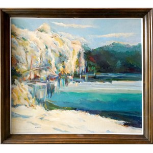 Slawomir Mieleszko (1938 Nowy Swierżeń - 2021 Warsaw), Landscape with a boat, 2002