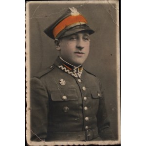 [Wojsko Polskie] Fotografia młodego żołnierza wojsk pancernych. II RP