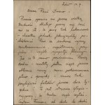 [HEMAR Marian] Handwritten letter from Marian Hemar to Irene Gabaud. Date. Lviv 13.7.1926.
