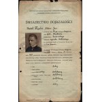 [Cadet Corps No. 1 in Lviv] Certificate of maturity for cadet Adam Jan Fuchs. June 10, 1927.
