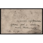 [KARŁOWICZ Jan] Visiting ticket. Jan Karlowicz (1836-1903). Jasna 10. Pen annotation: with greetings he again asks for the last Mickiewicz yearbook 28.II.96.