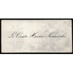 [KRASICKI Ksawery] Visiting Ticket. Le Comte Xavier Krasicki (1774-1844), participant in the Kościuszko Uprising