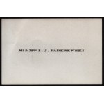 [PADEREWSKI Ignacy Jan] Visiting Ticket. Mr & Mme I. J. Paderewski. Interwar period.