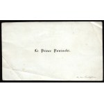 [PONINSKI Władysław] Visiting ticket. Le Prince Poninski (1823-1901). 10 rue Castiglione.