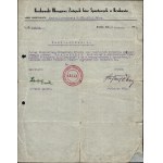 [KS Cracovia] Zaświadczenie dla zawodnika KS "Cracovia" Roman Grubenthal, 1932 Wystawione 17 XII 1932 przez Krakowski Okręgowy Związek Gier Sportowych w Krakowie.