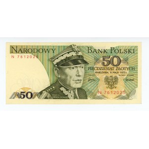 50 złotych 1975, seria N, dość rzadka seria
