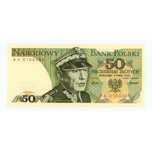50 złotych 1975, seria BA 0100400