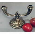 Two-armed silver candle holder