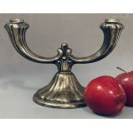 Two-armed silver candle holder