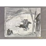 Józef Wilkoń, Studies for Don Quixote, (postcard signed by the artist)