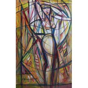 Eugeniusz Gerlach, Akt na tle białej draperii, 2018