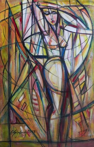 Eugeniusz Gerlach, Akt na tle białej draperii, 2018