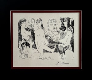 Pablo Picasso (1881-1973), Femme au repos entourée de spectateurs, de la série 347 (Kobieta odpoczywajaca w otoczeniu widzów, z serii 347)