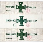 Three wristbands of the Capital Committee for Social Self-Help along with an envelope [1939].