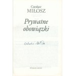 Czeslaw Milosz- Private Duties [autographed by Czeslaw Milosz][first national edition].
