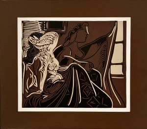 Pablo Picasso (1881-1973) - Deux señoritas regardant par la fenêtre ( Dwie Seniority patrzące przez okno), 1963 z cyklu Tauromachia - Linocut 1963
