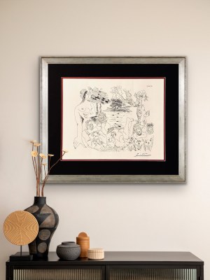 Pablo Picasso (1881-1973), Scena pasterska w stylu Poussina na temat Pana i Syrinx (Une scène pastorale dans le style de Poussin sur le thème de Pan et Syrinx)