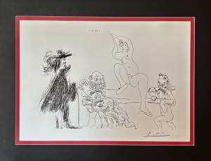 Pablo Picasso (1881-1973) - Quatre portefaix aportant a un gentilhomme une jeune femme sur une litiere. ( Czterech tragarzy przywożących młodą kobietę na lektyce do dżentelmena )