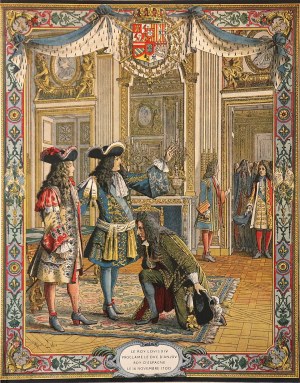 Maurice Leloir (1853 - 1940),Le Roy Soleil Le duc d'Anjou proclamé roi d'Espagne (Ludwik XIV ogłaszający księcia Andegawenii królem Hiszpanii), 1903