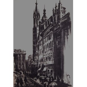 Jan Kulikowski (1914-1995), Cracow - Market Square with view of St. Mary's Church,1953-55