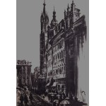 Jan Kulikowski (1914-1995), Kraków - Rynek z widokiem na Kościół Mariacki,1953-55