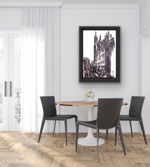 Jan Kulikowski (1914-1995), Kraków - Rynek z widokiem na Kościół Mariacki,1953-55