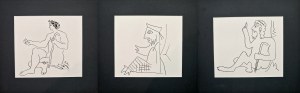 Pablo Picasso 1881-1973 z cyklu „Le Déjeuner sur l’herbe” ( Obiady na trawie), Wariacje na temat „Śniadanie na trawie” E. Maneta, 1962 ZESTAW 3 LITOGRAFII