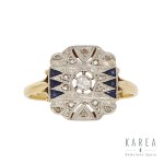 Diamond and sapphire ring, 1920s-1930s