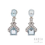 Earrings with aquamarines, mid-20th century