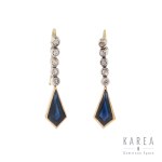 Earrings with sapphires and diamonds, 1920s-1930s