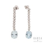 Long earrings with aquamarines and diamonds, 2nd half of the 20th century