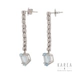 Long earrings with aquamarines and diamonds, 2nd half of the 20th century