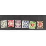 WMG Series 6 stamps, Nos. 241–246**, circulation issue. The coat of arms of Gdańsk in an oval