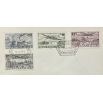 Envelope with stamps 590B-593B [Issued for airmail] and an FDC postmark dated April 10, 1952
