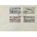 Envelope with Fi 590A-593A stamps [Issue for airmail] and an FDC postmark dated April 10, 1952
