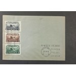 Envelope with stamps Fi 456–458, FDC with a commemorative postmark reading “VII Cycling Race Around Poland, June 22–July 4, 1948,” postmarked July 22, 1948