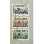 Envelope with stamps Fi 456–458, FDC with a commemorative postmark reading “VII Cycling Race Around Poland, June 22–July 4, 1948,” postmarked July 22, 1948