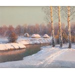 Wiktor Korecki (1890 Kamieniec Podolski - 1980 Milanówek near Warsaw), Winter landscape with a stream